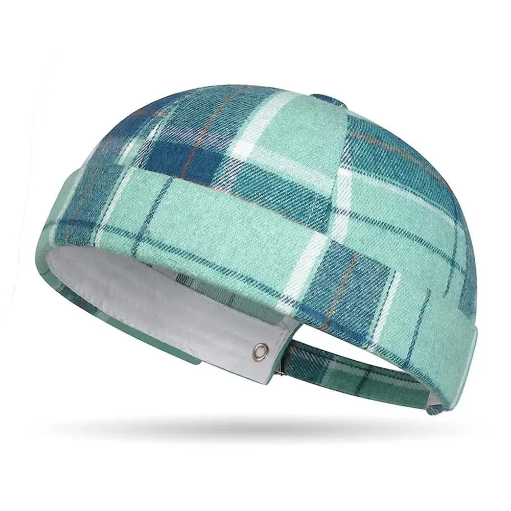 كبير متقلب البطيخ الجلد تانغ قبعة تنفس قابل للتعديل جولة أعلى قبعة صغيرة منقوشة المالك قبعة دوكر قبعة Brimless قبعة #5