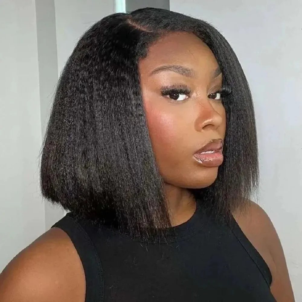 

10A Kinky Straight Wig Human Hair 6x4 Lace Front Wigs Human Hair Wigs For Black Women Yaki Straight Human Hair Wig Glueless