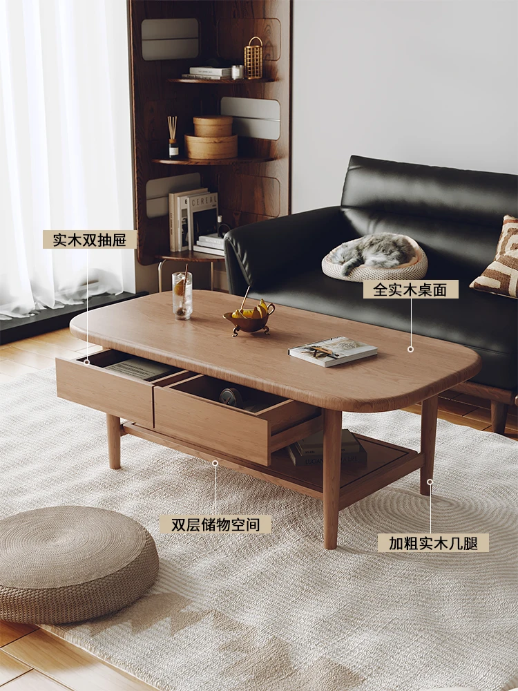 coffee table small apartment low table living room household tea table simple with drawer storage double-l