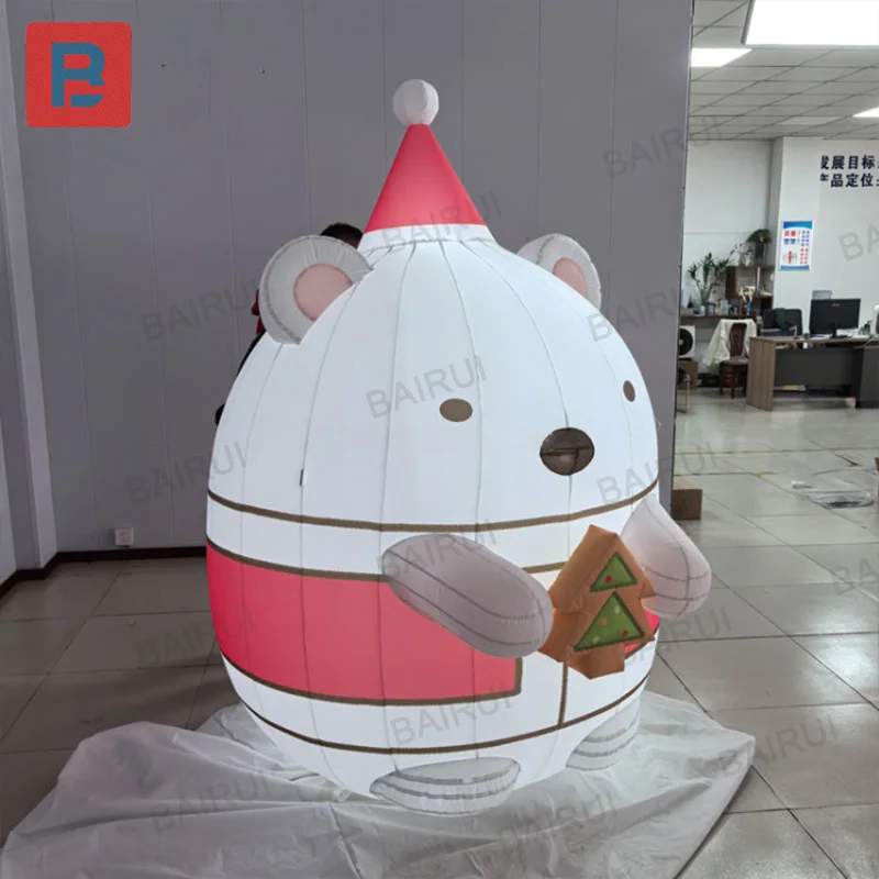 دب عيد الميلاد القابل للنفخ، نموذج هواء عيد الميلاد، مع منفاخ، ديكور مربع لمركز التسوق في الهواء الطلق