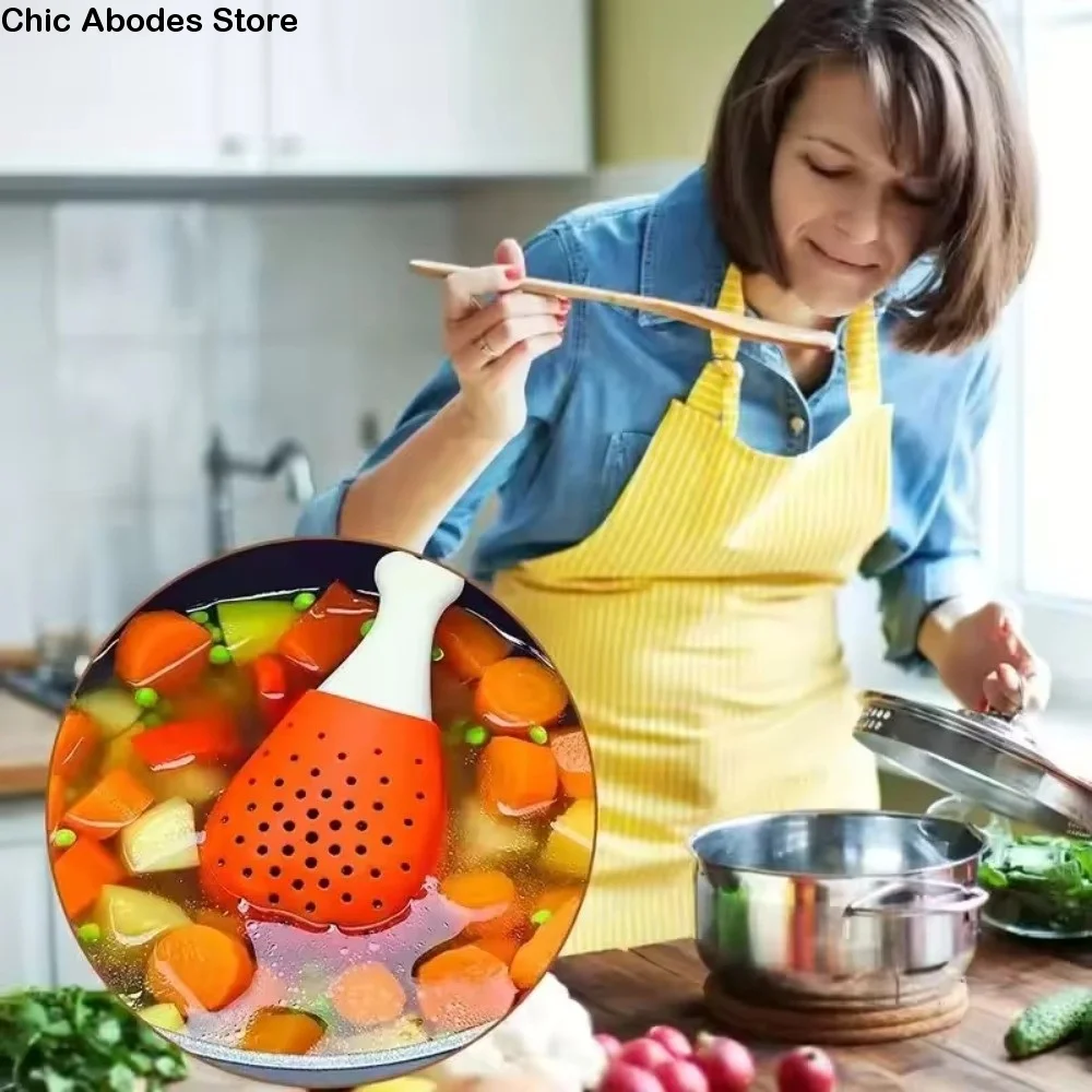 

Creative Chicken Leg Spice Filter Reusable Food Grade Seasoning Pack Soup Filter Silicone Easy Clean Soup Making Filter