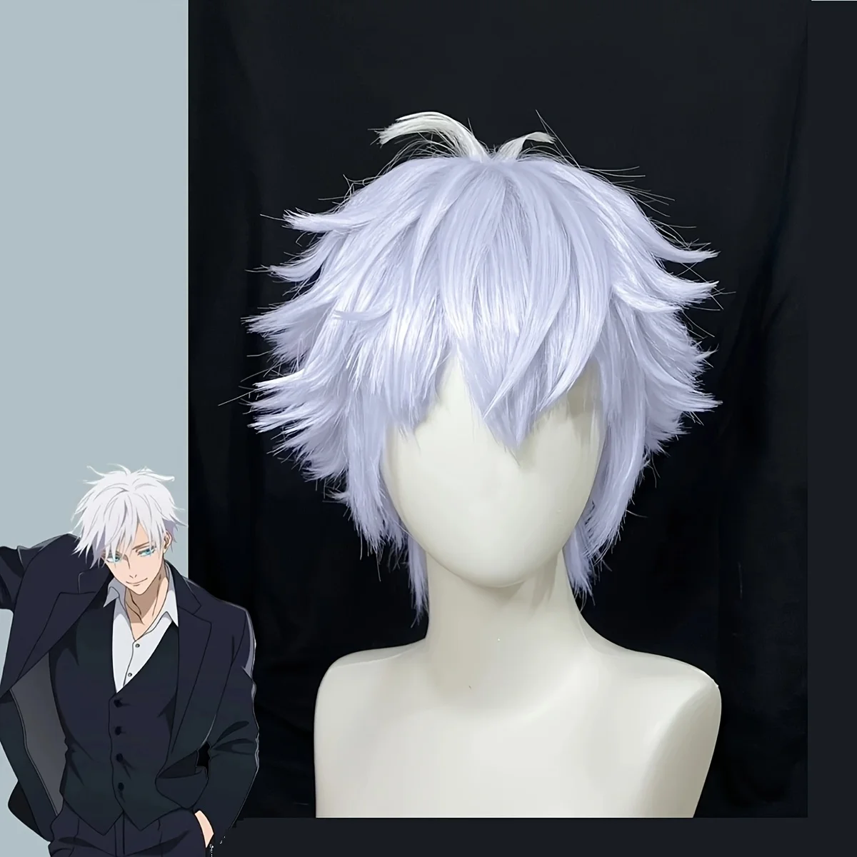 

Серебристый, фиолетовый, короткий, прямой, синтетический, аниме, парик для косплея, мужской вечерние, музыкальный фестиваль, карнавал, выставка комиксов, парик для косплея