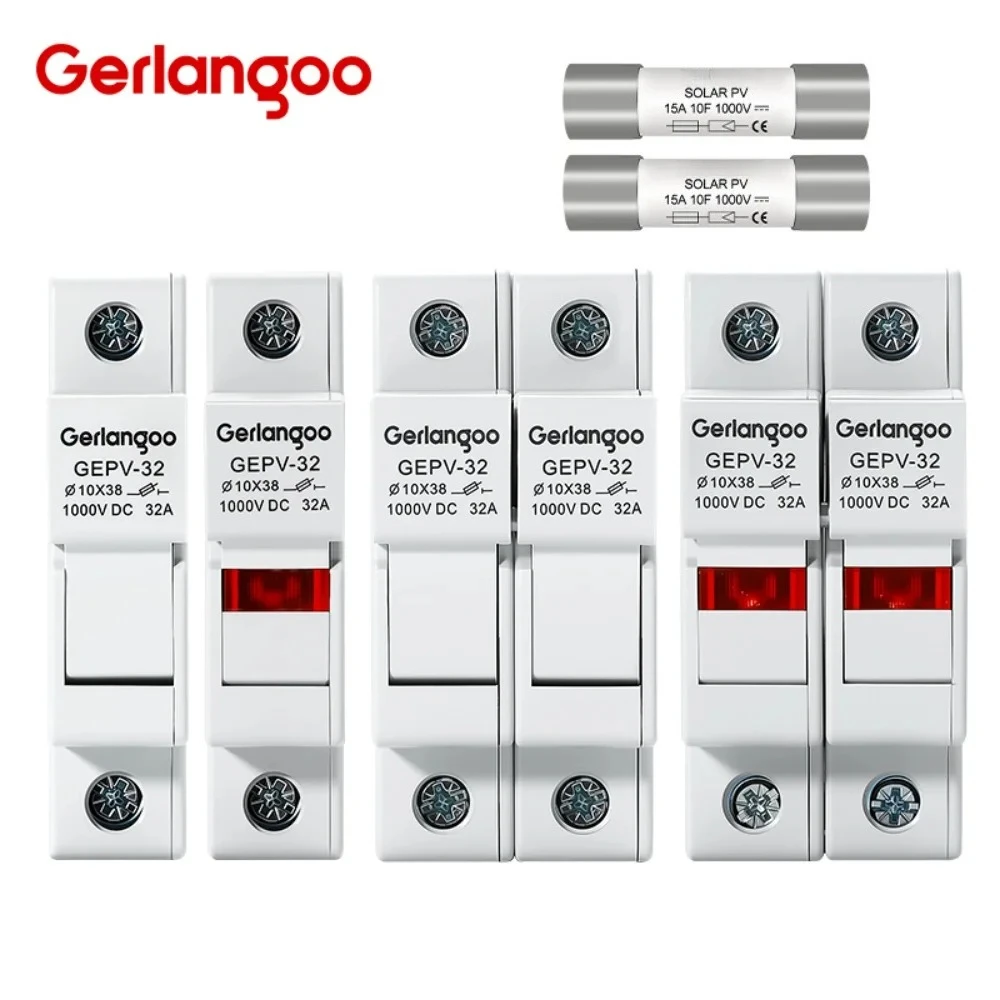 1P 2P DC Fuses Holder Solar 10*38mm PV 1000V 6A 15A 32A Base for Solar Photovoltaic System Short Circuit Protector GPV