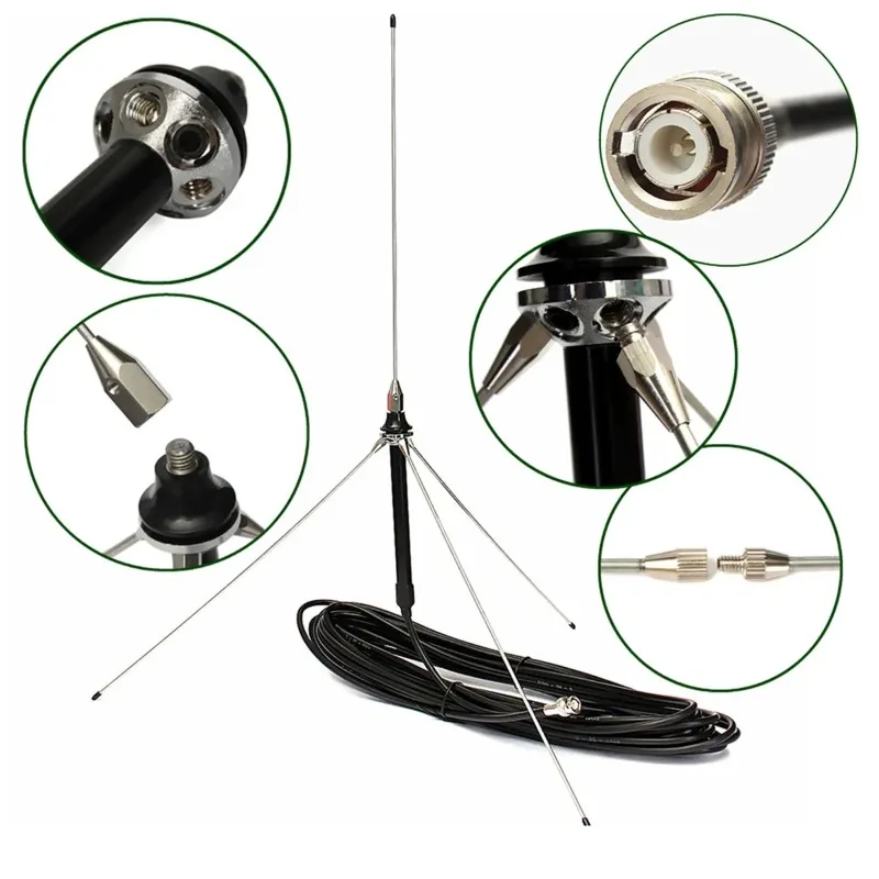 Universe Grocery Store 1/4 Wavelength Umbrella GP Antenna for 5w-50w FM Transmitters, Outdoor, with 15m Feeder BNC