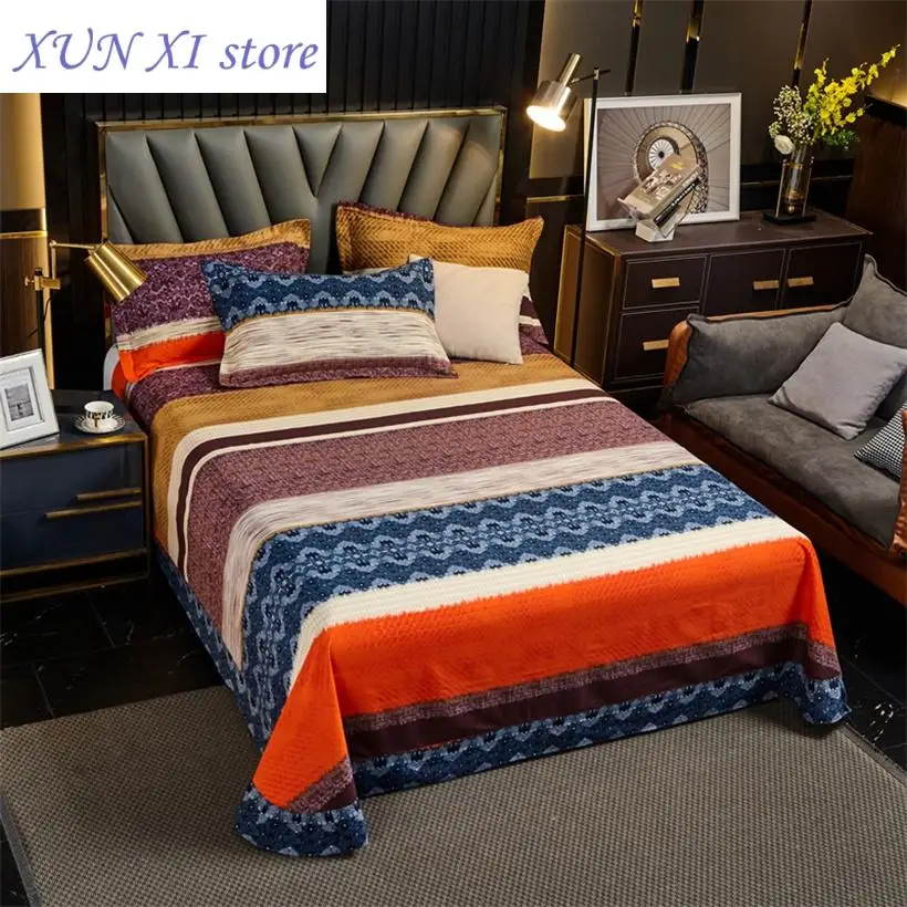 

New 1pc Cotton Bed Sheet Luxury Thick Bedspread Round Four Corner Bed Linen Vintage Euro Style Bedsheet Bed Cover Flat Sheets