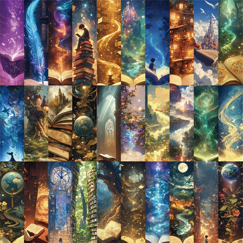 5/30PCS Fantasy World Colored Bookmark for Pages Books Readers Handheld Creative Materials Stationery Supplies