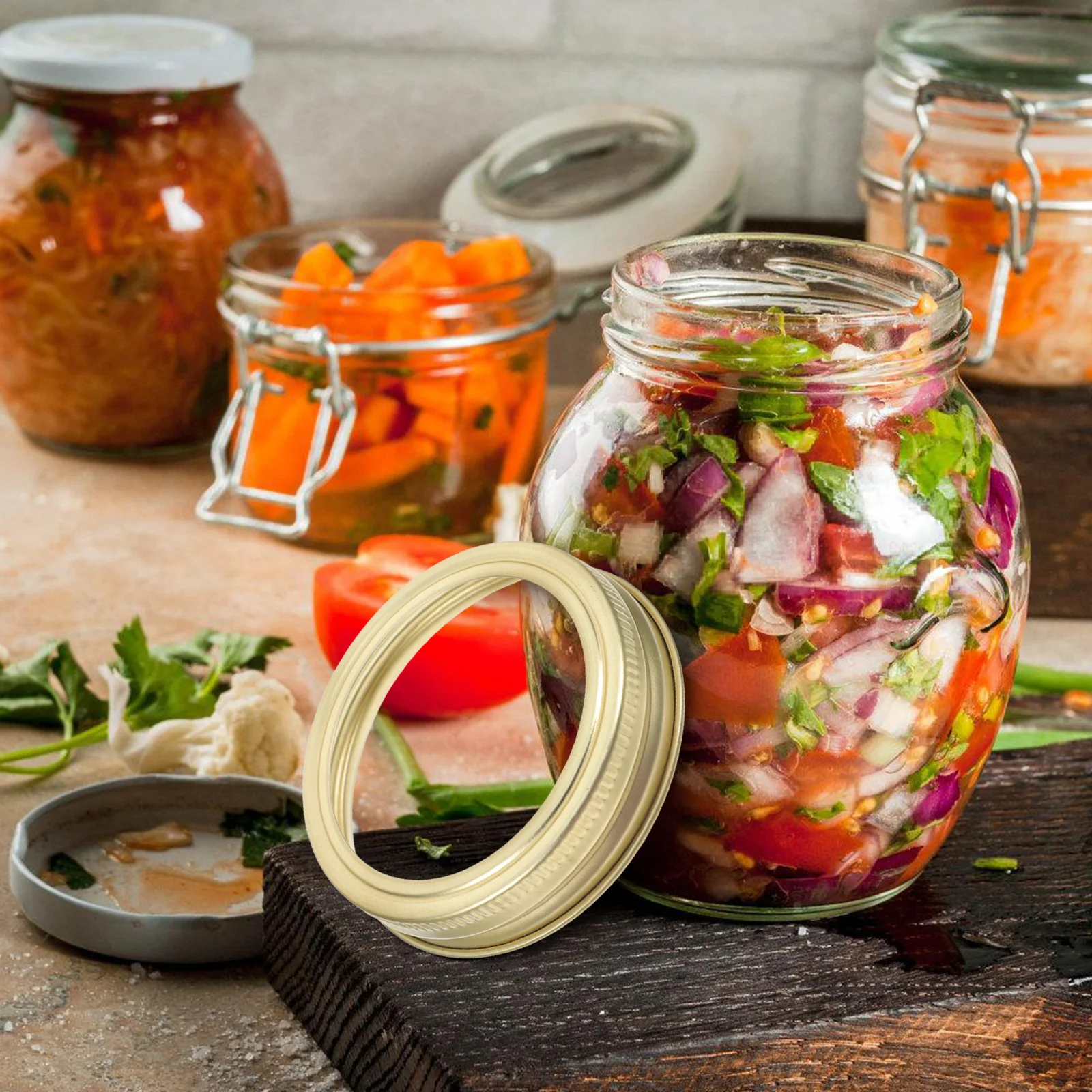 

20Pcs Wide Mouth Jar Rings Metal Canning Lid Bands Tinplate Screw Caps for Food Storage Airtight Seal Mason Jar Accessories