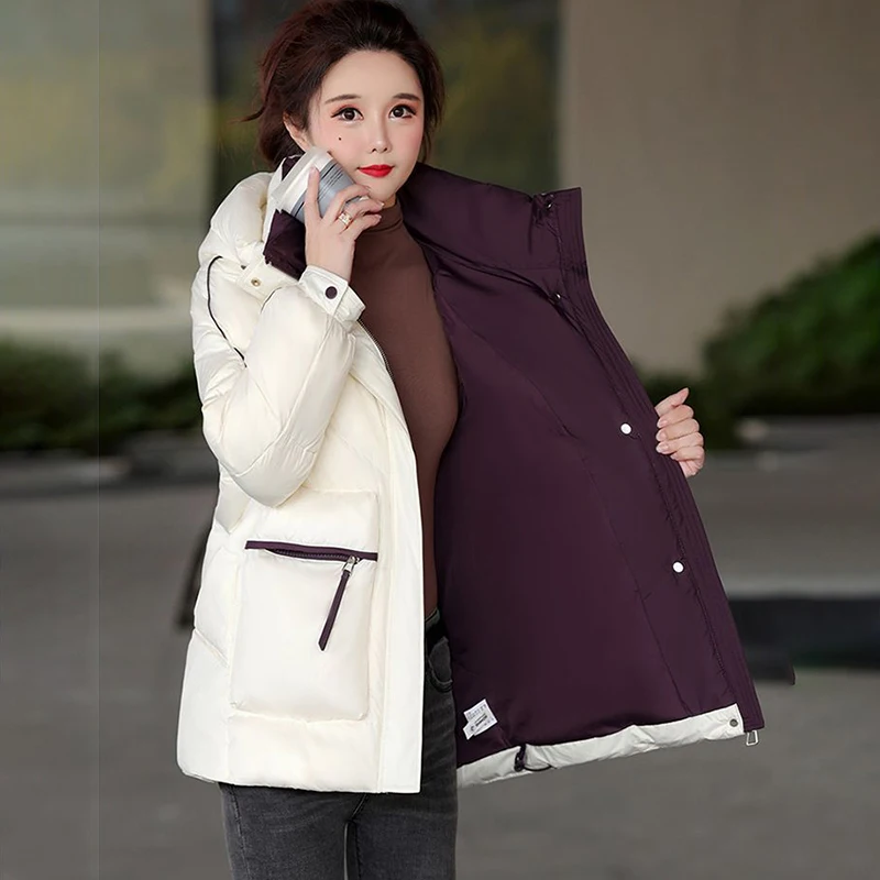 

Winter 2025 New Short Down Cotton-Padded Coat Women's Overcoat Fashion Slimming Loose Thickened Warm Parka Hooded CottonCoat