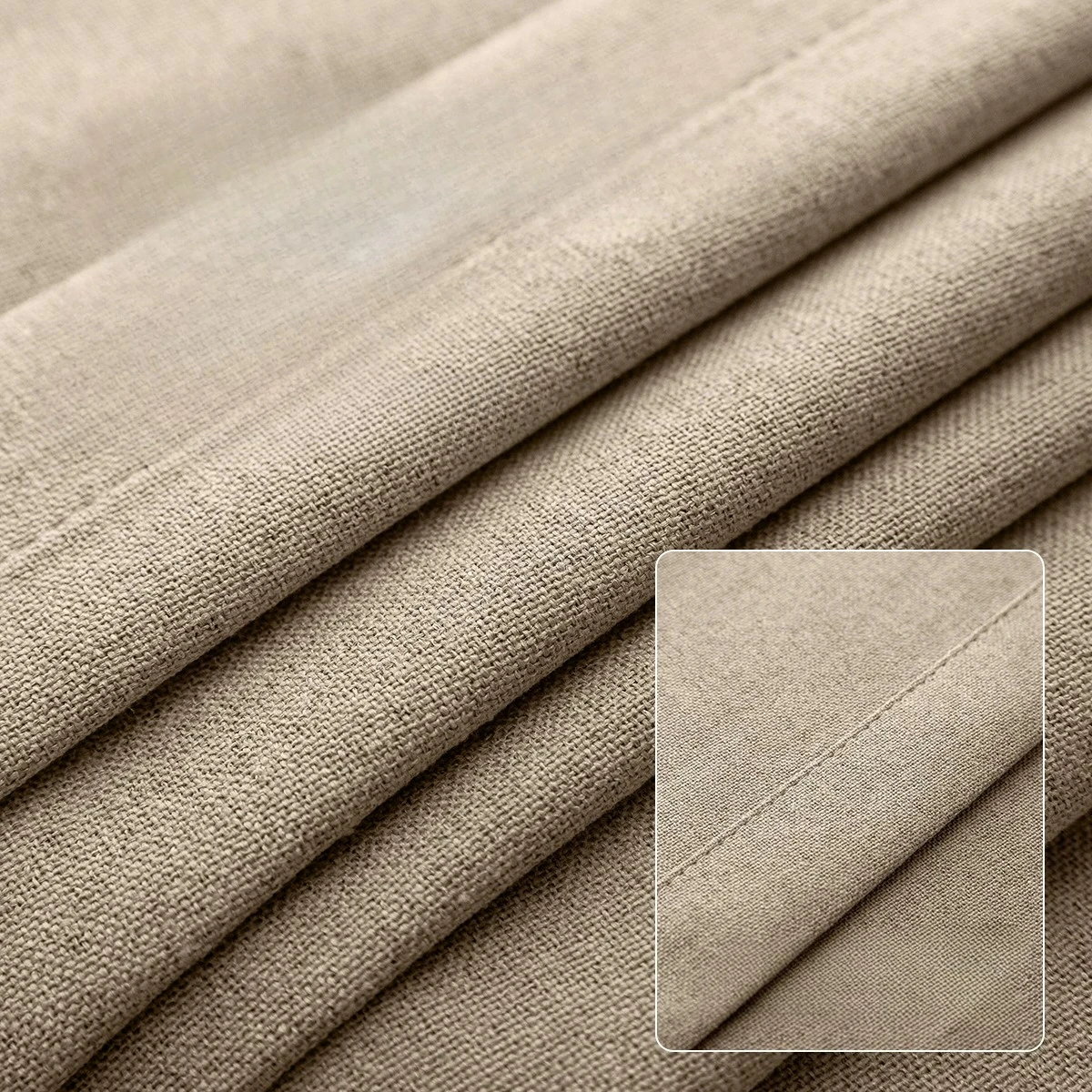 Thermal Insulation Sun Protection Cotton Linen Double-sided Blackout Curtains for Living Dining Room Bedroom Door White Tulle