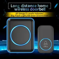 CACAZI Outdoor Intelligent Wireless Doorbell Waterproof Door Ring Chime for Smart Home 300M Long Range 60 Songs US EU UK Plug