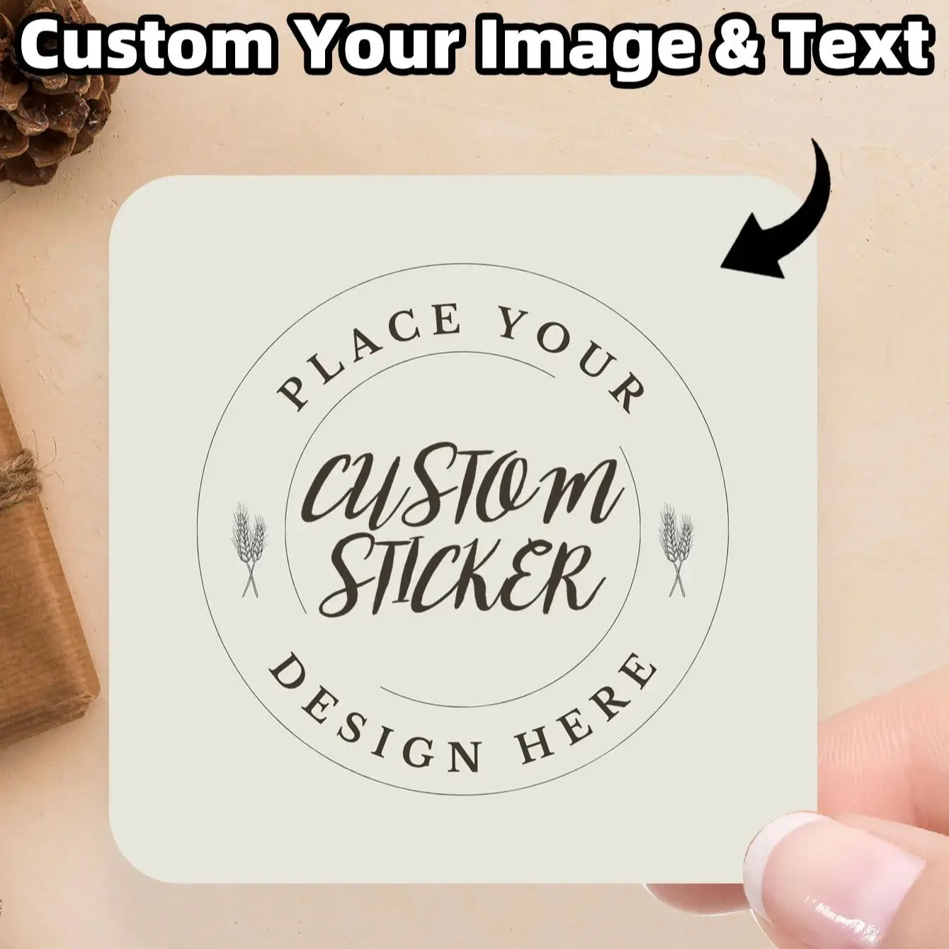 

1/60/120Pcs Custom Square PVC Stickers Waterproof Personalized for Party, Label, Packaging
