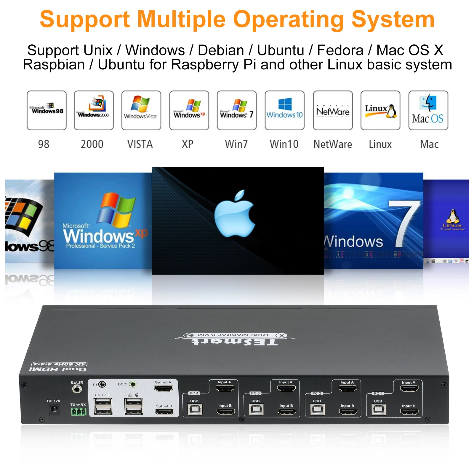 Comutação automática do apoio do interruptor de 8 portas hdmi kvm