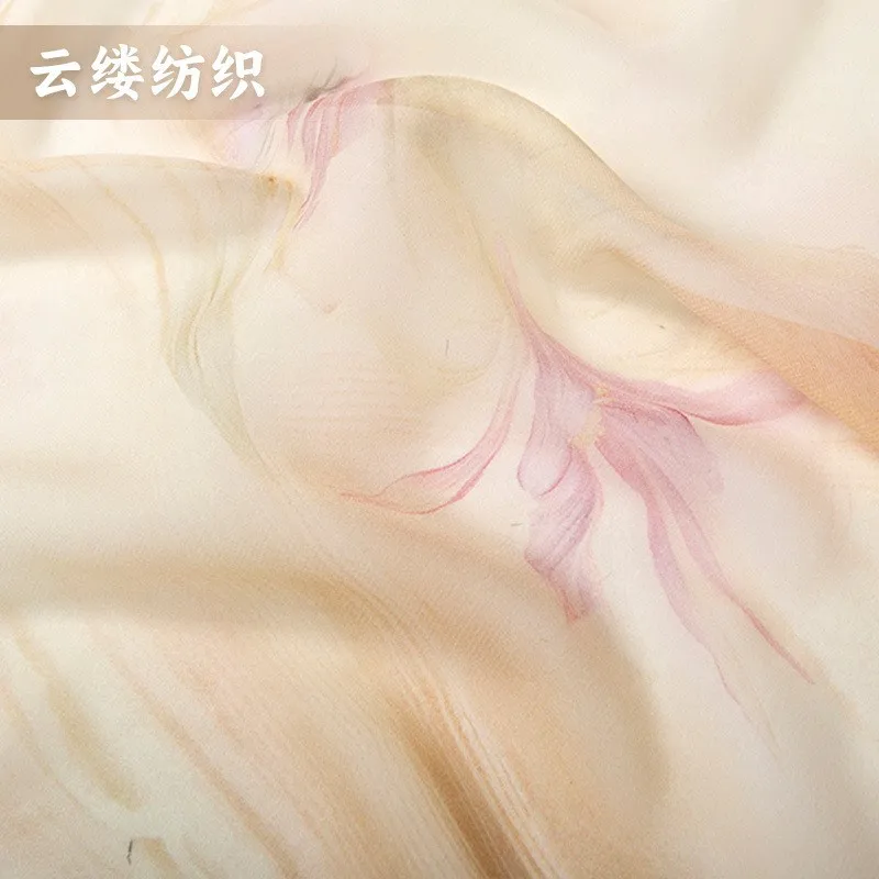 

Zhensi Qiaoqi Spring Soft Mist Light pastel flower and skin-friendly women's dress printed fabric