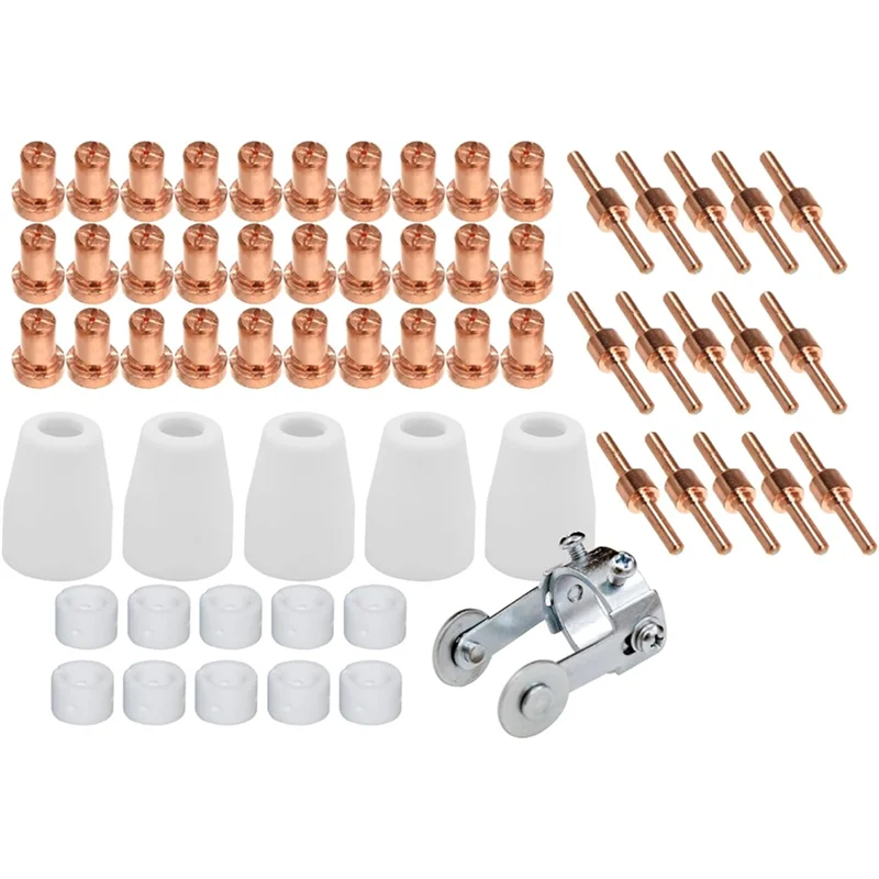 

A84X-61Pcs PT31 Plasma Cutting Consumables Kit With PT-31 Roller Guides Fits CUT-40 CUT-45 CUT-50D JG-40 CT-312 Nozzle Electrode
