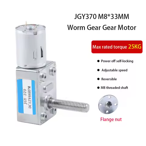 6v 12V 24V High Torque low rpm dc Worm Gearbox Motor 8mm*33mm Output Screw Shaft with Screw Flange