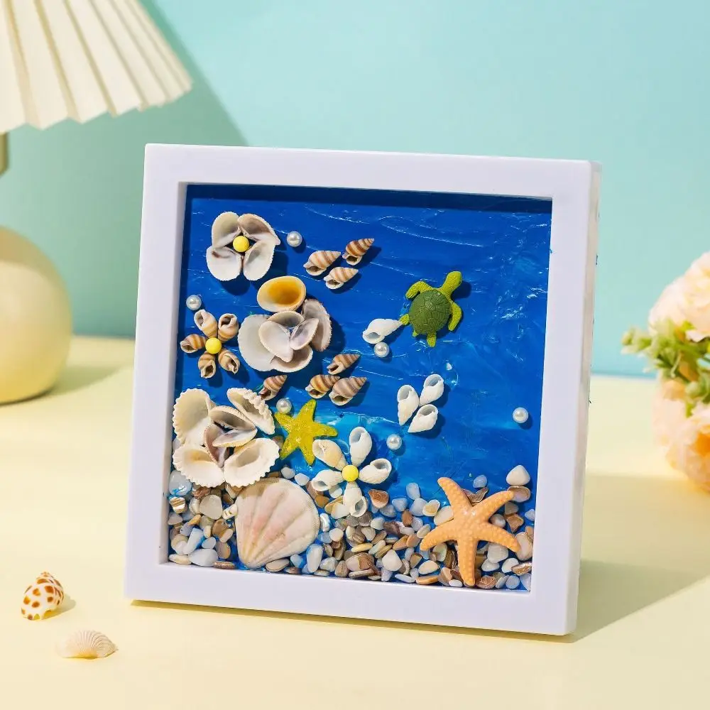 Multicolor DIY กรอบรูปการ์ตูนไม้วัสดุ 3D Ocean Scenery ภาพวาด 3D ออกแบบ Handmade Photo กรอบไม้โครงการหัตถกรรม
