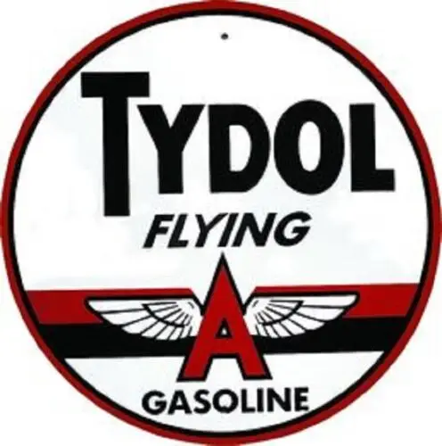 TYDOL FLYING A GASOLINE ROUND METAL SIGN