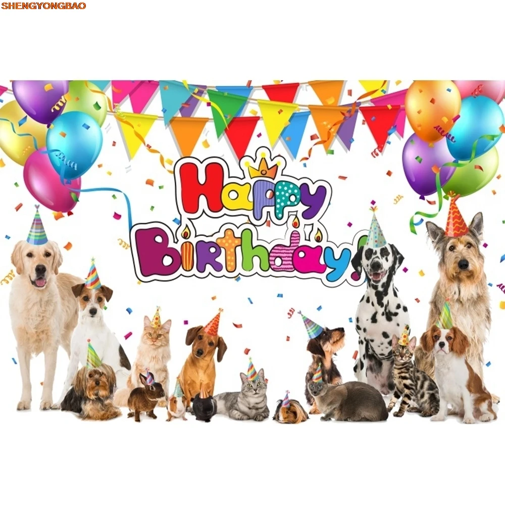 Latar Belakang Selamat Ulang Tahun Hewan Peliharaan Balon Pesta Hewan Peliharaan Potret Fotografi Latar Belakang Dekorasi Spanduk Poster Foto Studio Alat Peraga Photobooth