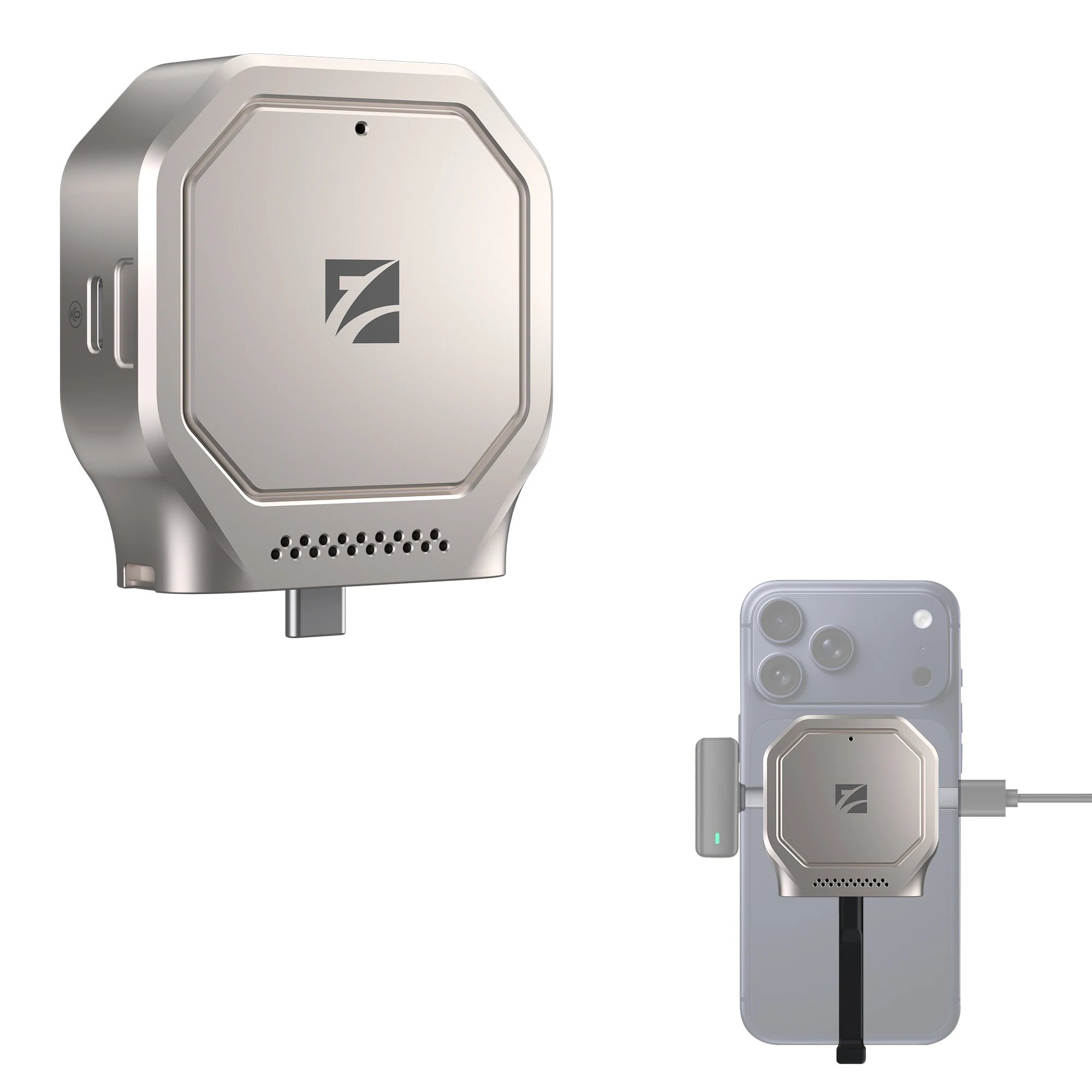 

Внешний SSD-концентратор Freewell M.2 2230 NVMe для iPhone 15 Pro и выше, USB-C 10 Гбит/с, запись ProRes, активное охлаждение и аудиопорт