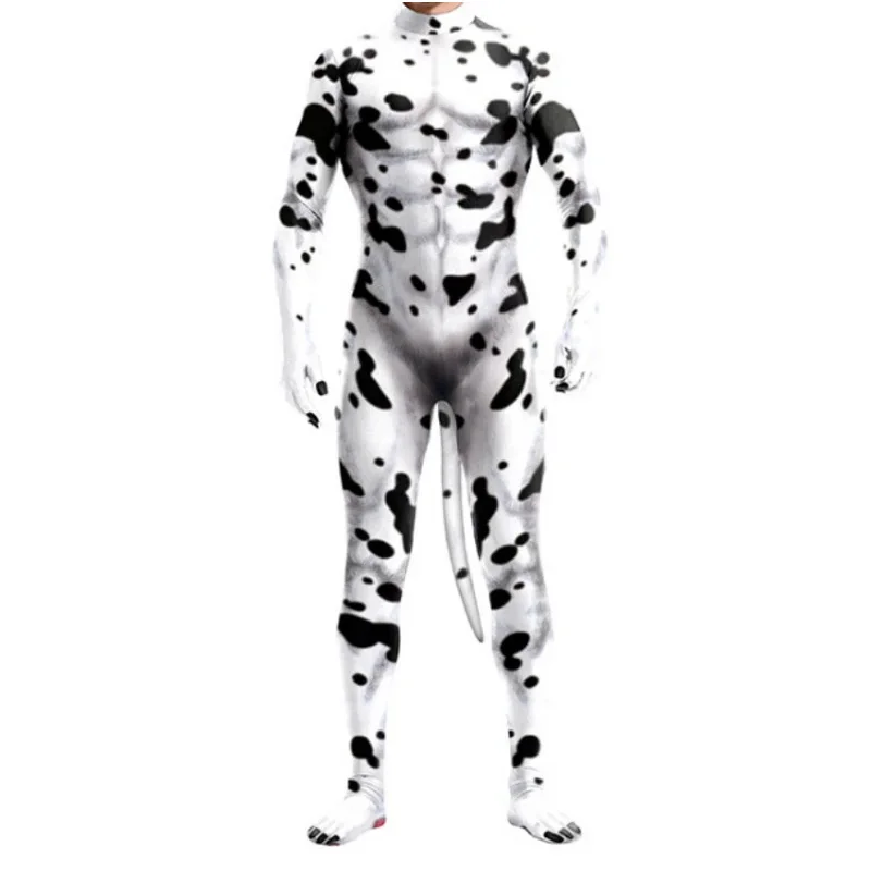 Männer Frauen 3d gedruckt Tier Cosplay Kostüme Halloween Karneval Bodysuit mit Schwanz Schritt Reiß verschluss Overalls Catsuit Zentai Anzüge