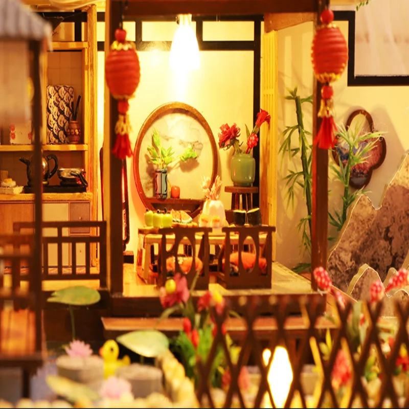 OUZEY Oriental Forest Retreat DIY، منزل خشبي ثلاثي الأبعاد، نموذج عتيق كبير للمراهقين #2