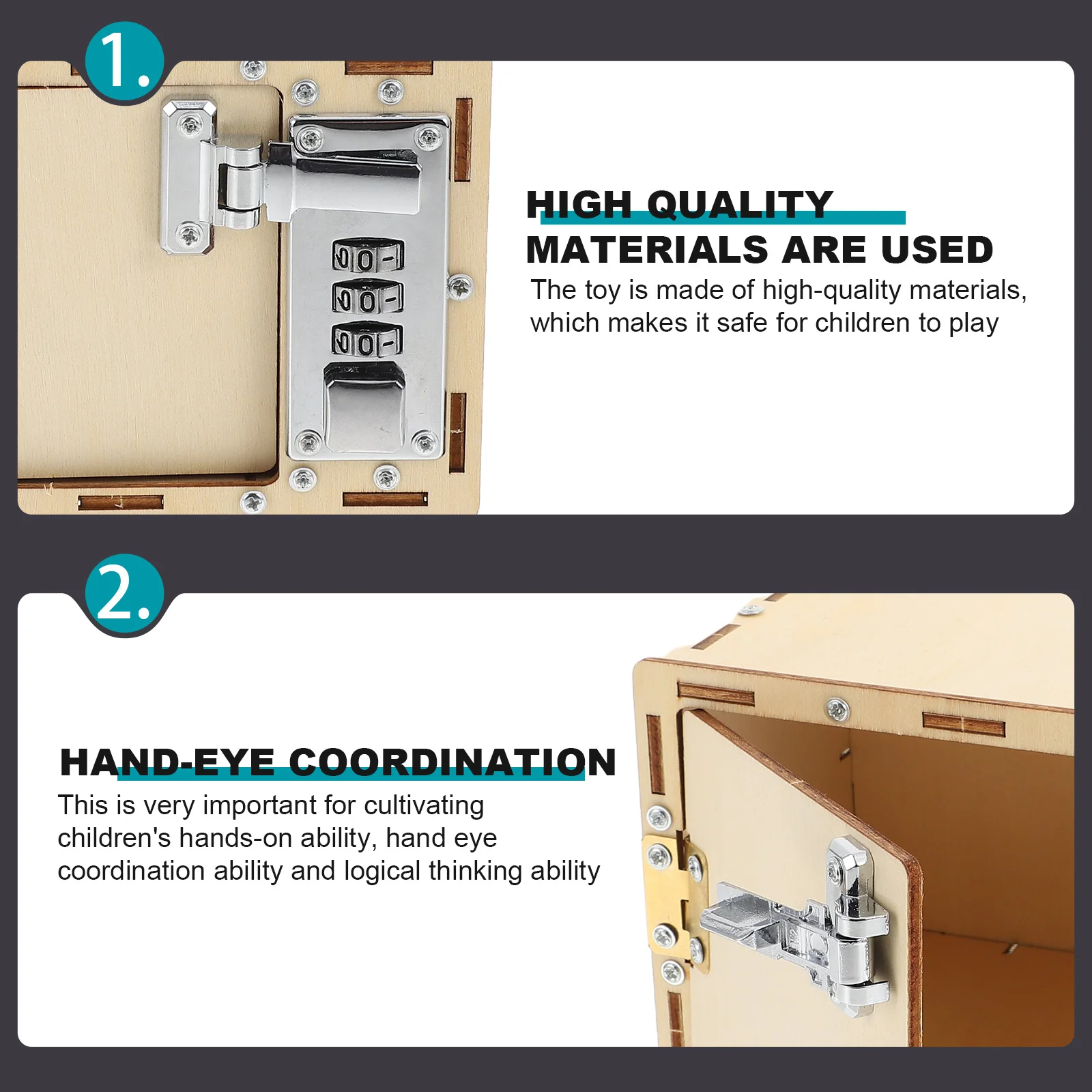 1 set 1 set scatola password in legno cassetta di sicurezza educativa fai da te materiale per assemblaggio meccanico gioco cerebrale per bambini