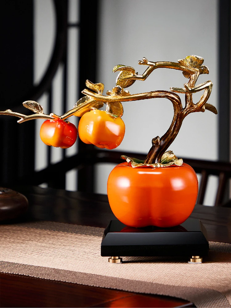 persimmon ornament high-end light luxury living room entrance TV cabinet persimmon ruyi handicrafts housewarming opening