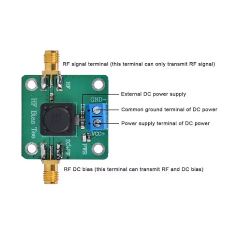 RF Microwave HF Bias Tee DC Bias 50K-60MHz Active Antenna Power Supply