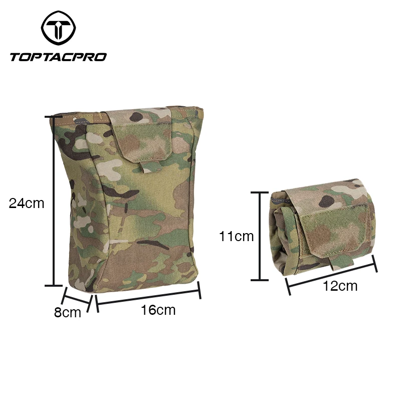 TOPTACPRO Tactical Drop Pouch Dump Pouch MOLLE Foldable Recycling Camo TP8520