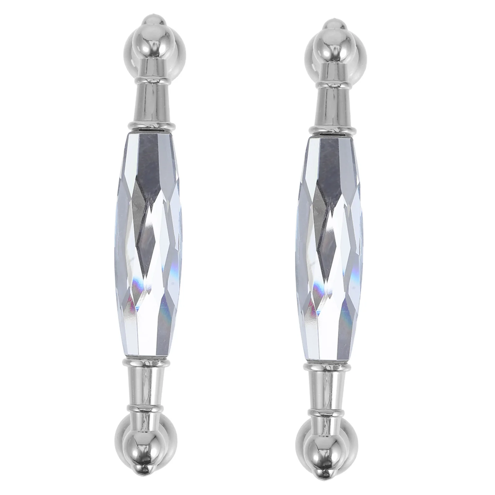 

2pcs Crystal Glass Cabinet Knobs Long Drawer Pulls Durable Decorative Handles For Kitchen Furniture Wardrobe Sliding Doors