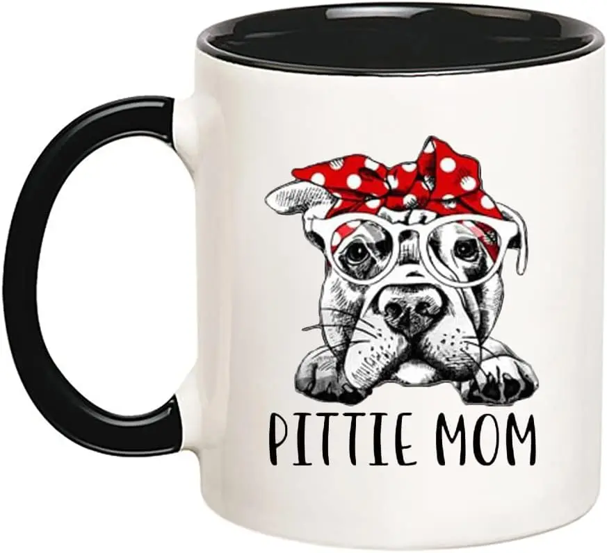 Pittie Mom for Pitbull Dog Lovers Mother's Day Mug, Pitbull Dog Lovers Mug, Funny Dog Mug, Cute Mom Mug, 11 Oz Novelty Coffe