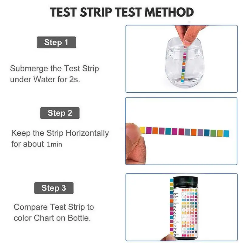 15 in 1 ชุดทดสอบน้ําดื่มแถบทดสอบคุณภาพน้ําบ้านสระว่ายน้ําสปาน้ําแถบทดสอบไนเตรตไนไตรท์ความแข็ง PH