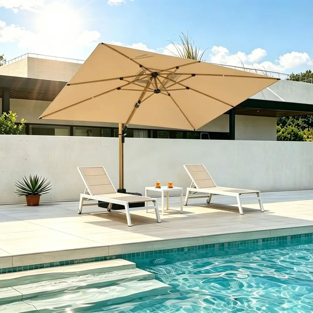 

Outdoor Chaise Lounge Set Adjustable Sunbathing Recliner with Side Table for Poolside Beach Patio Outside Aluminum Chaise Loung