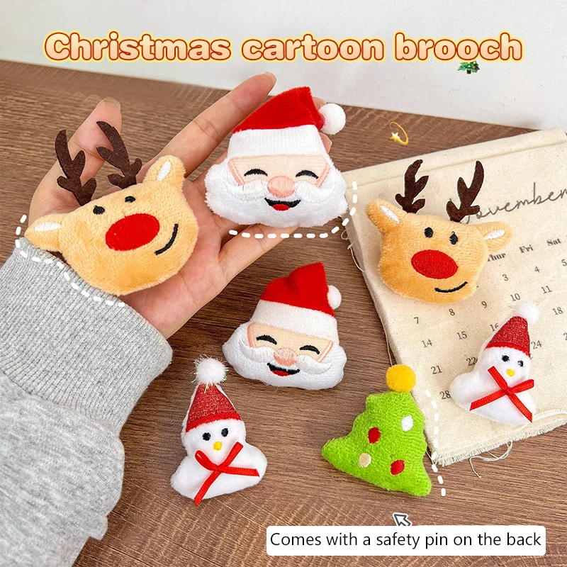 Fashion Xmas Enamel Brooch Cartoon Cute Snowman Santa Claus Christmas Tree Pins For Women Men Versatile Badge Christmas Gifts