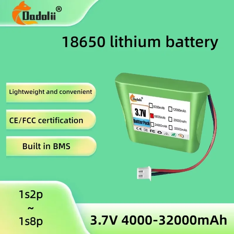 

1S8P 3.7V 8Ah 18650 rechargeable lithium-ion battery pack, suitable for radios, headlights, singing machines, etc