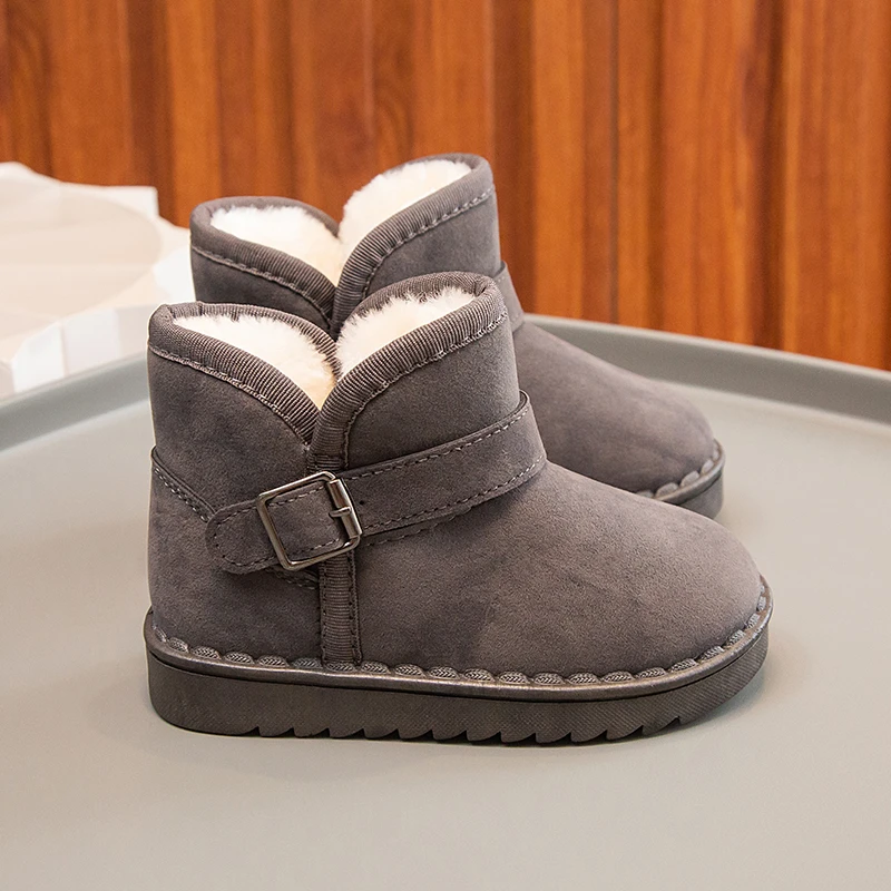 

Boys Thermal Boots Kids Versatile Casual Buckle Non-slip Children Fashion Simple Non-slip Girls Snow Boots Cotton Winter Autumn