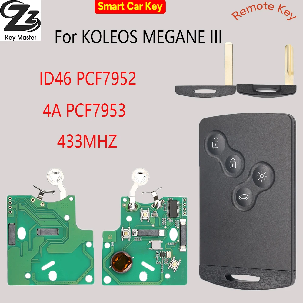 

Zz Half Smart/Hands Free автомобильный дистанционный ключ 433 МГц ID46/4A чип для Renault Megane 3 Laguna 3 Fluence Clio IV Captur Scenic Koleos