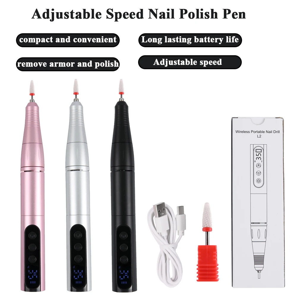 

New 35000RPM Rechargeable Wireless Nail Drill Pen USB Interface Nail File Portable Manicure Drill Salon Tool