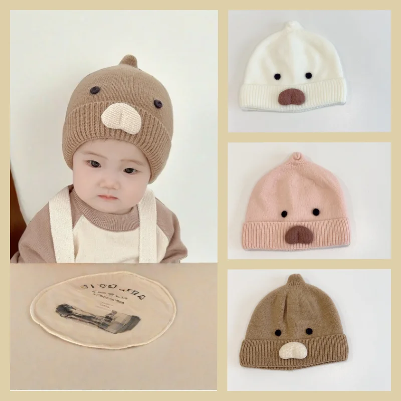 Cute Baby Woolen Hat Cartoon Autumn And Winter Outdoor Leisure Versatile Ear Protection Hat For Boys And Girls Pullover Beanie