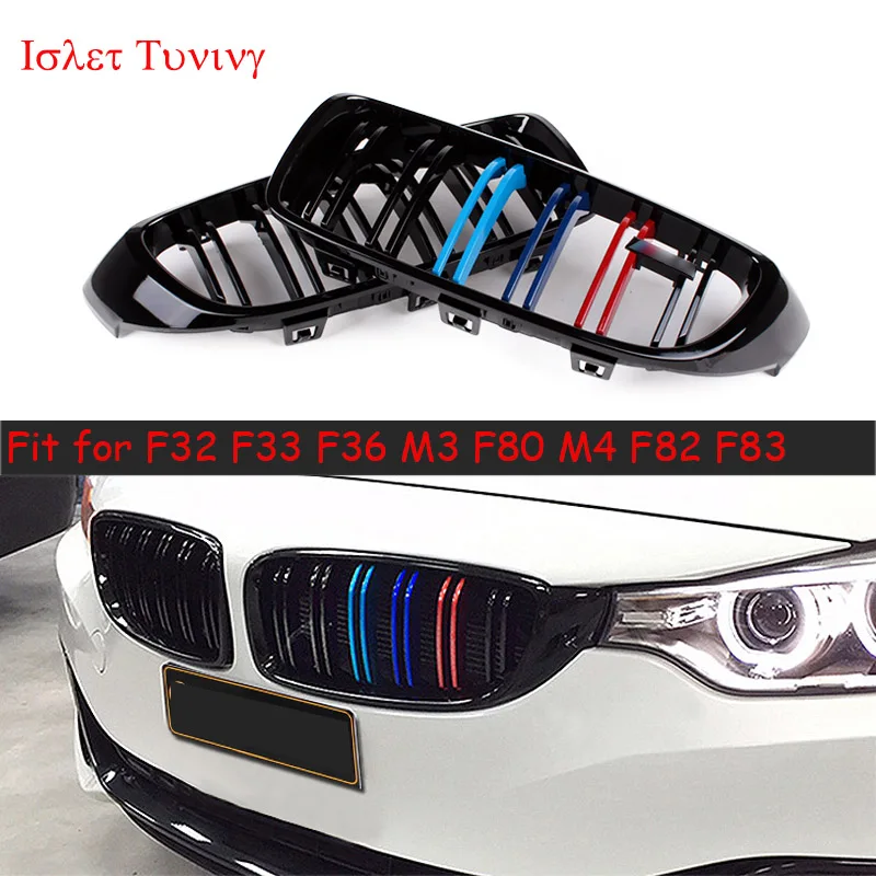 

Черная решетка для почек F32 с 2 резаками для BMW 4 серии F33 F36 M3 F80 M4 F82 F83 Замените сетчатые решетки переднего бампера 2014+ с логотипом M3/M4