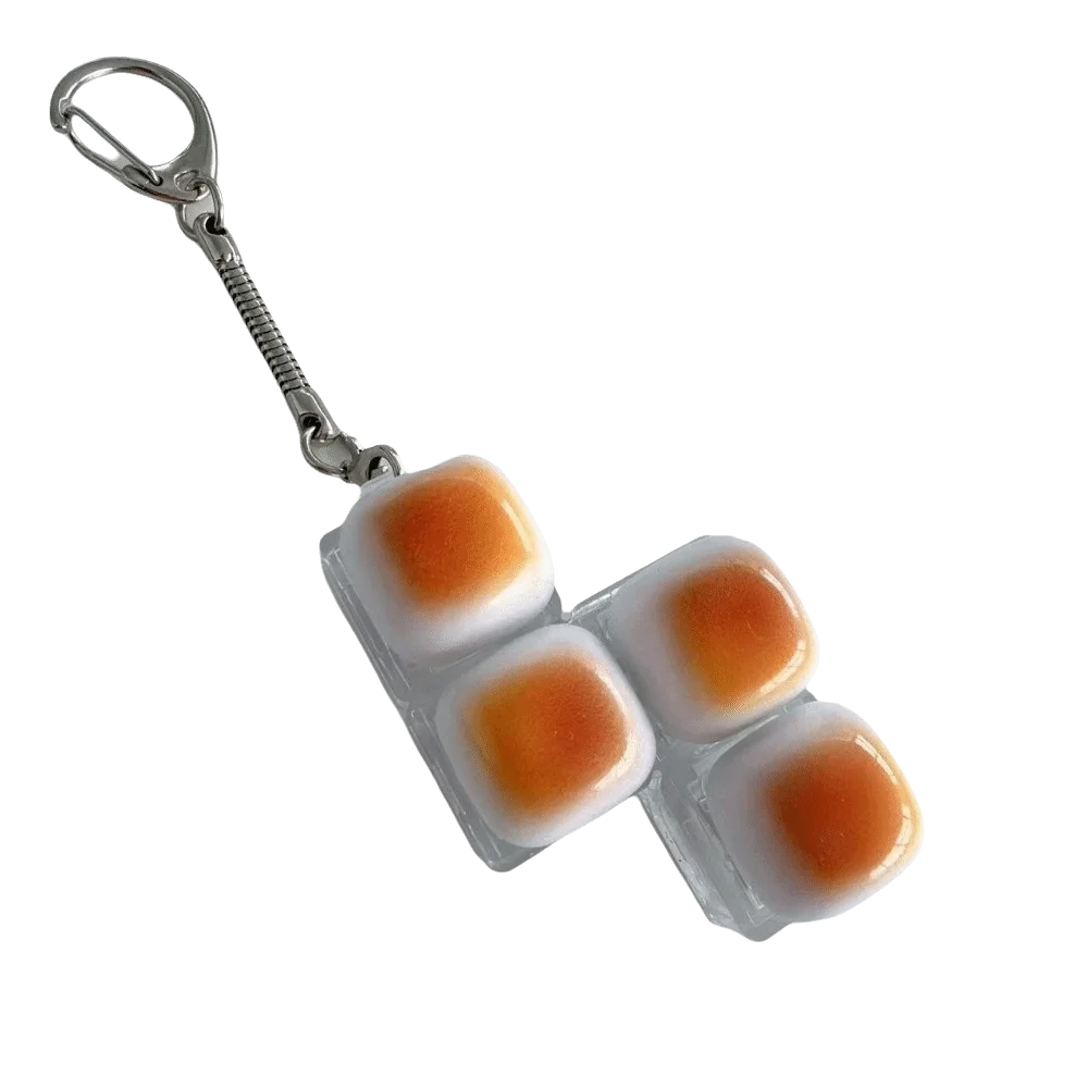 Sensory Creative Clicker Keychain Cute Caramel Bread Fidget Keyring Bread Keycap Portable Keyboard Button Gift