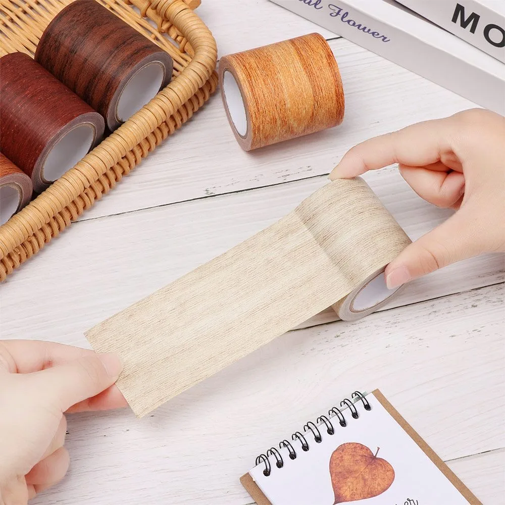 5M/Roll Wood Grain Furniture Repair Tape DIY Self-adhesive Floor Renovation Sticker Waterproof Realistic Skirting Line