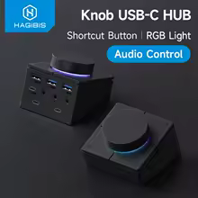 Hagibis botão usb c hub com botões de atalho tipo-c docking station ajuste de volume controlador de desktop 2.5g rj45 para macbook