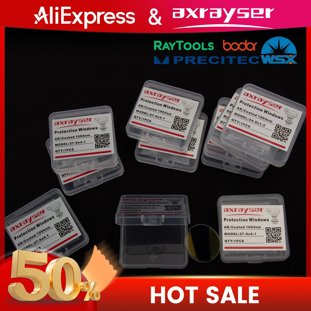 

Fiber Laser Lens 27.9x4.1 37x7 34x5 Laser Protective Windows For 6-30KW Raytools Precitec Bodor Laser Cutting Head