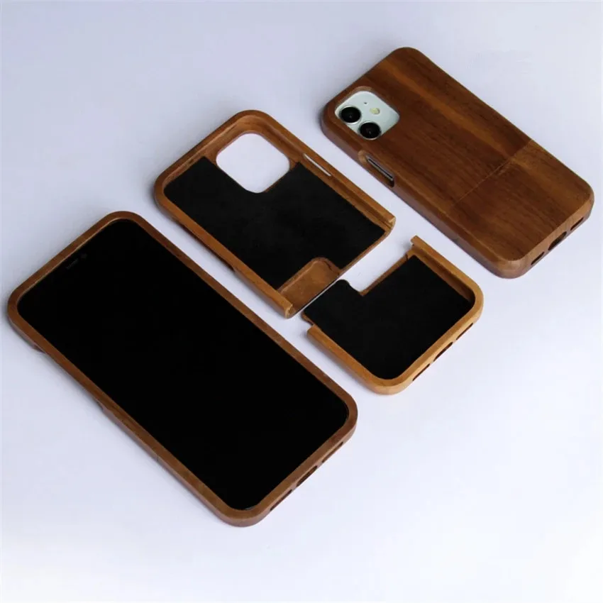 Natura Full Wood Phone Case For iPhone 13 11 12 Pro MAX Walnut Wooden Coque Luxury Bamboo Wood Phone Hard Cover