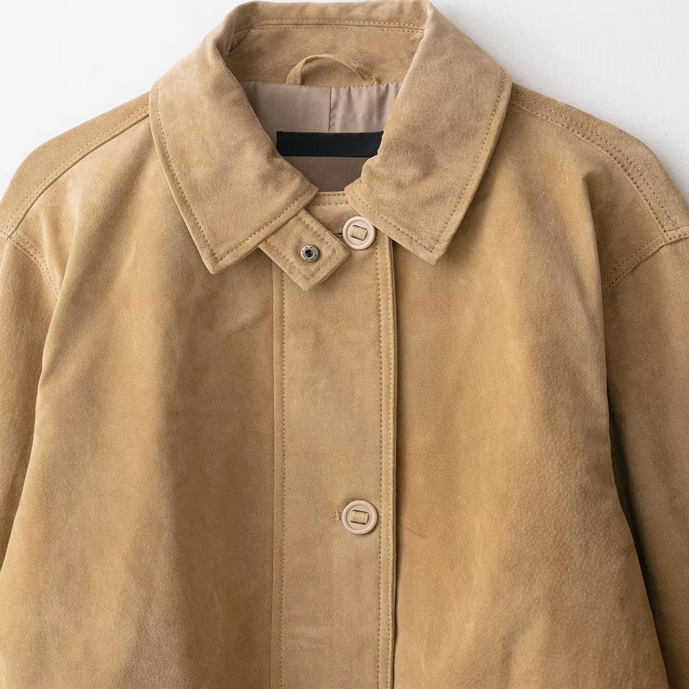 KASLEAD 신상 여성용 패션 벨벳 가죽 재킷 다용도 고품질 PU 가죽 코트 롱 슬리브 버튼업