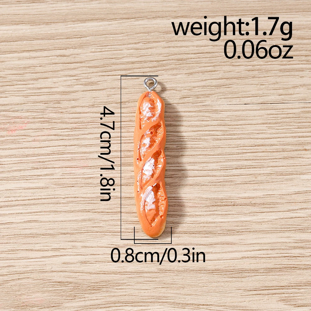 Tusember 10 Stück Niedliche Waffel-Croissant-Anhänger aus Harz, Keks-Anhänger für DIY-Schmuck, Schlüsselanhänger, Armbänder und Bastelzubehör – Detail 2