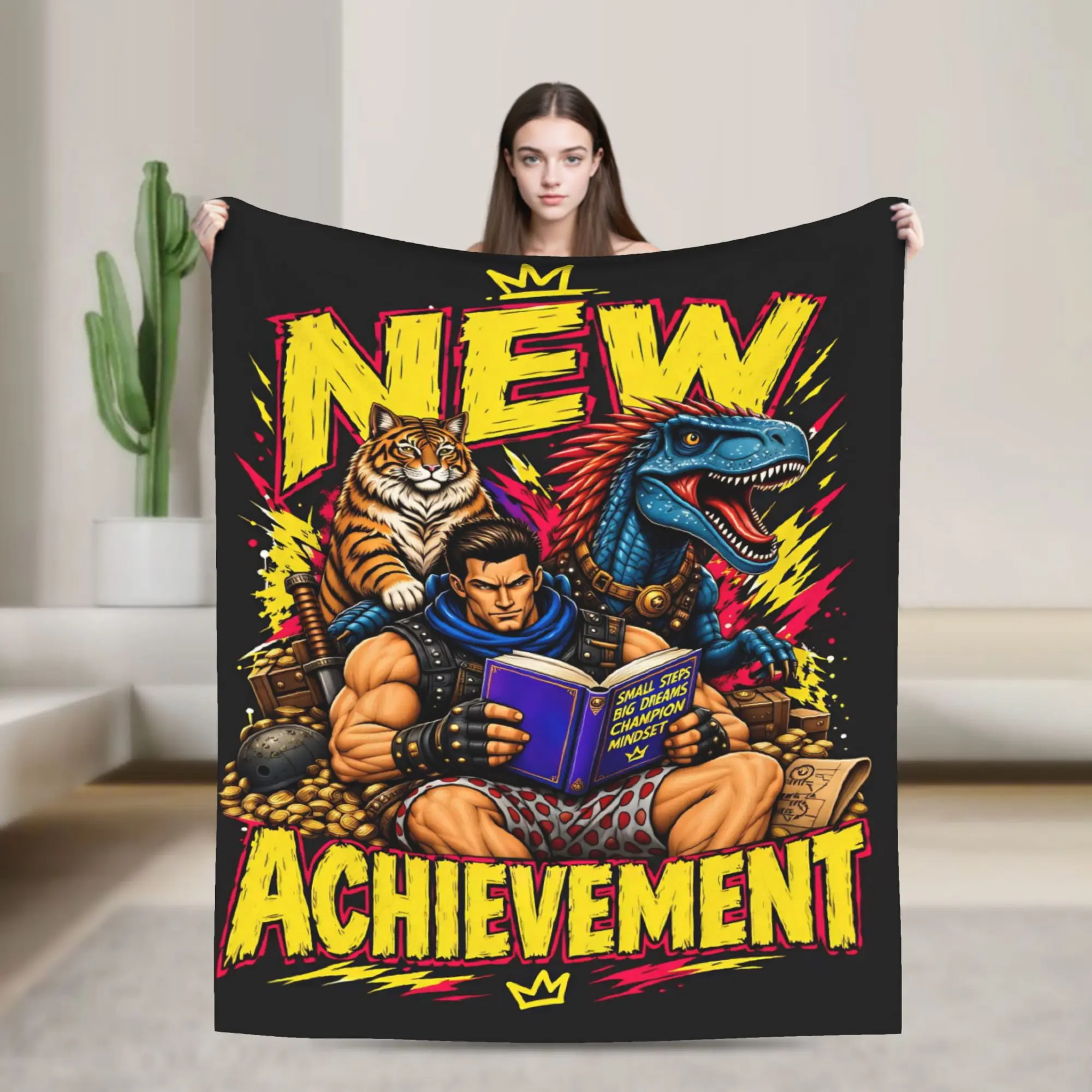 New Achievement Dungeon Crawler LitRPG Carl Champion Mindset Blanket Adults  Flannel Bedding Throws For Living Room Bedspread