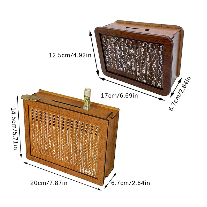 حصالة حصالة الخنزير الخشبية، صندوق أموال قابل لإعادة الاستخدام مع هدف توفير وأرقام للتحقق من أجل يساعد عادة التوفير