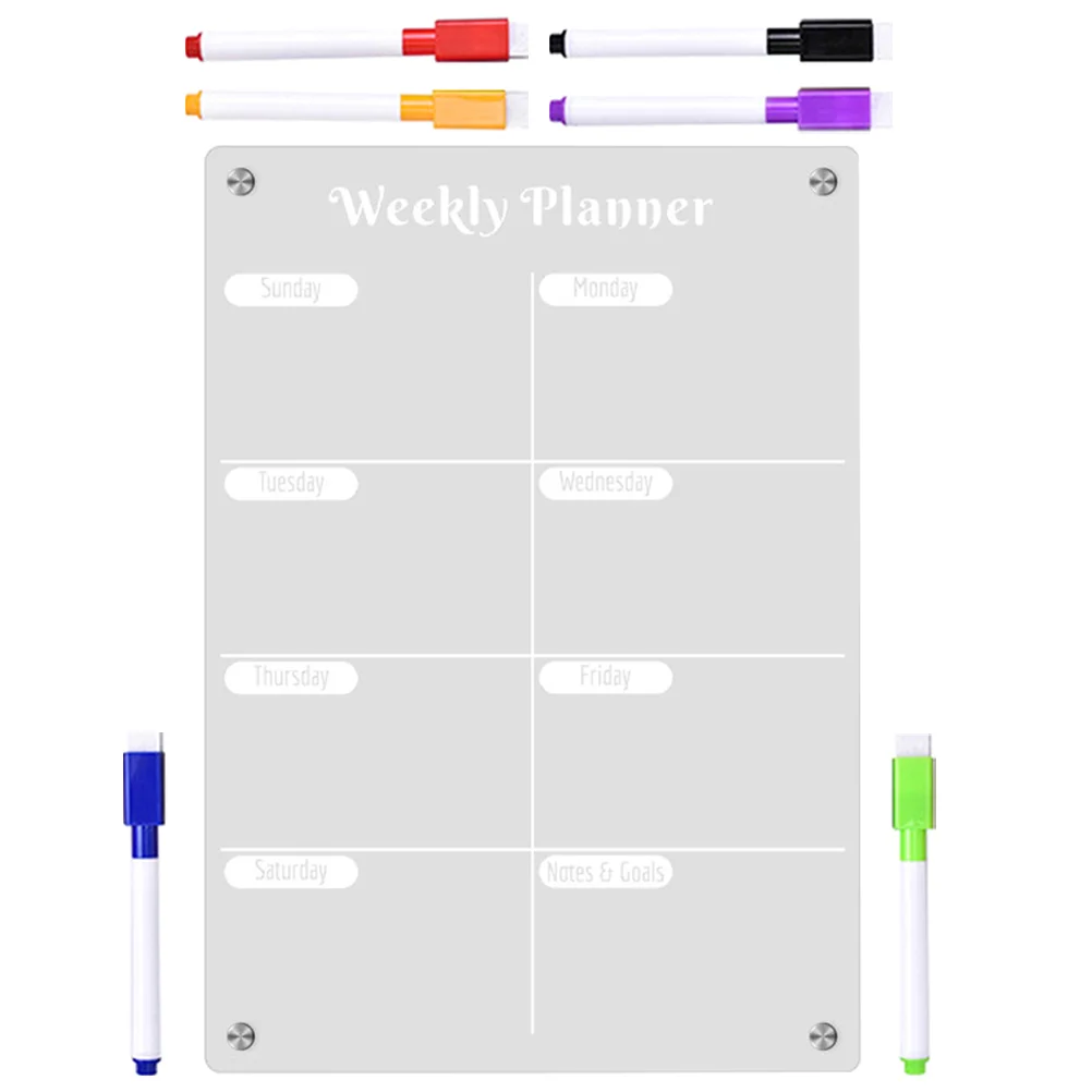 

Refrigerator Weekly Planner Board Acrylic White for Fridge Magnetic Attraction Clear Dry Erase Daily Schedule Wall